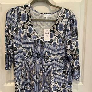 JJILL black, white and lavender dress medium petite.